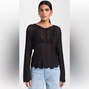 NWT Z Supply Donovan Crochet Sweater Top Black